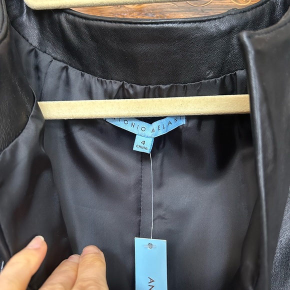 ANTONIO MELANI Black Leather Mini Dress - Picture 3 of 5